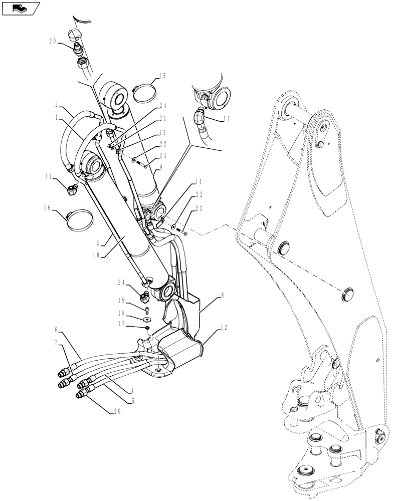 Схема запчастей Case 580SN WT - (35.737.01[02]) - HYDRAULICS - BOOM INSTALL (580SN, 580SN WT) (35) - HYDRAULIC SYSTEMS