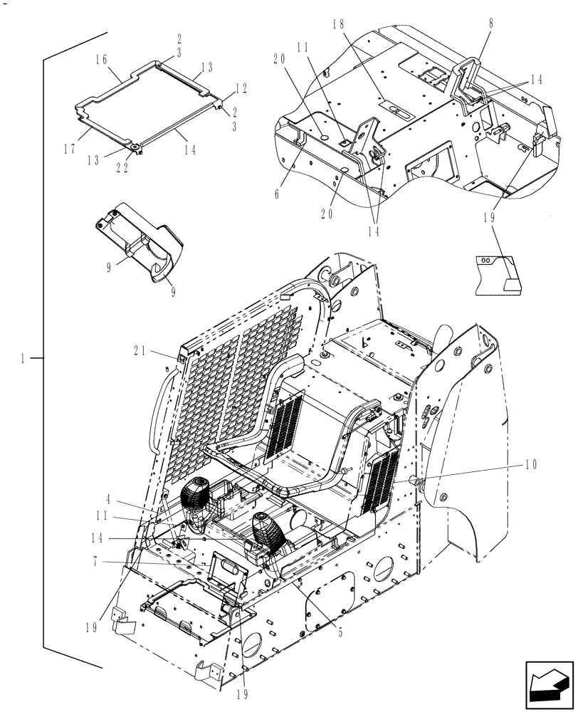 Схема запчастей Case 420CT - (10-01) - KIT, CP CAB SEALING (09) - CHASSIS