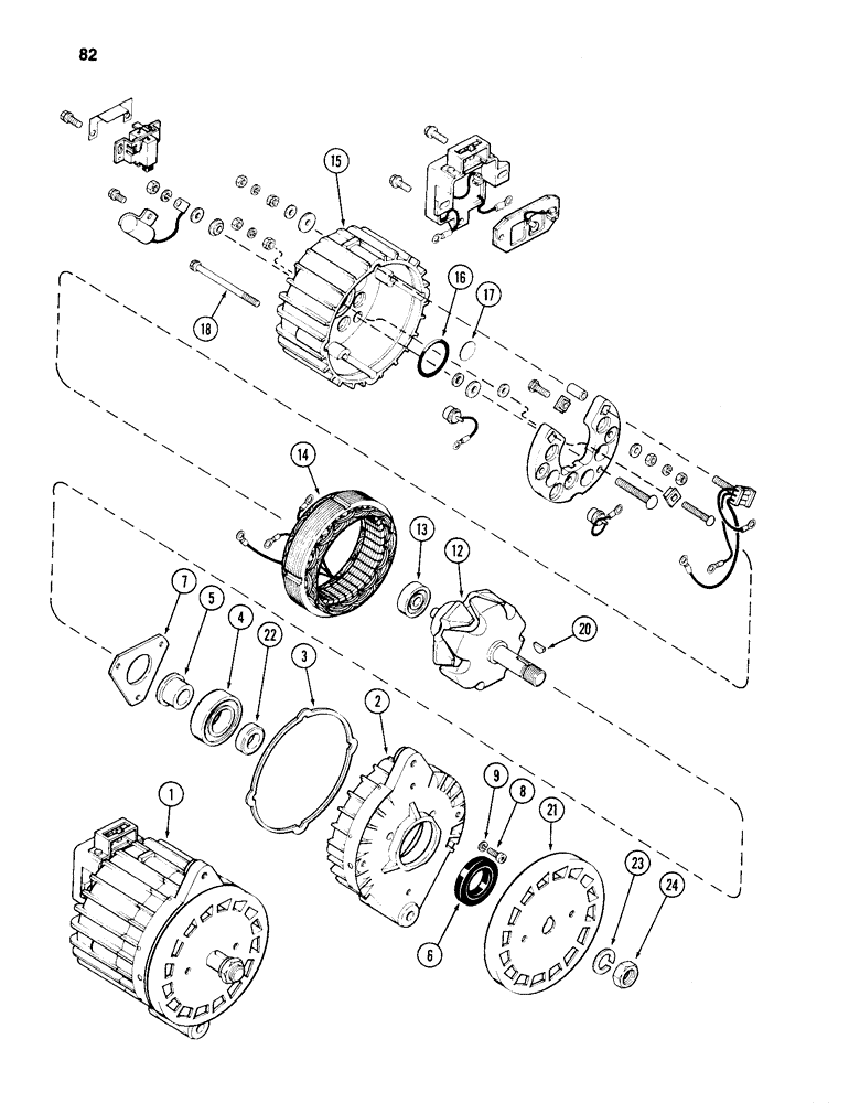 Схема запчастей Case 1150D - (082) - R36588 ALTERNATOR, MOTOROLA NO. 70D44966E01 (04) - ELECTRICAL SYSTEMS