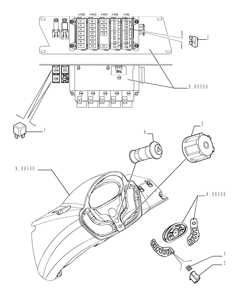 Схема запчастей Case TX742 - (9.00330[03]) - ROAD LIGHTS - OPTIONAL CODE 749268001 (55) - ELECTRICAL SYSTEMS