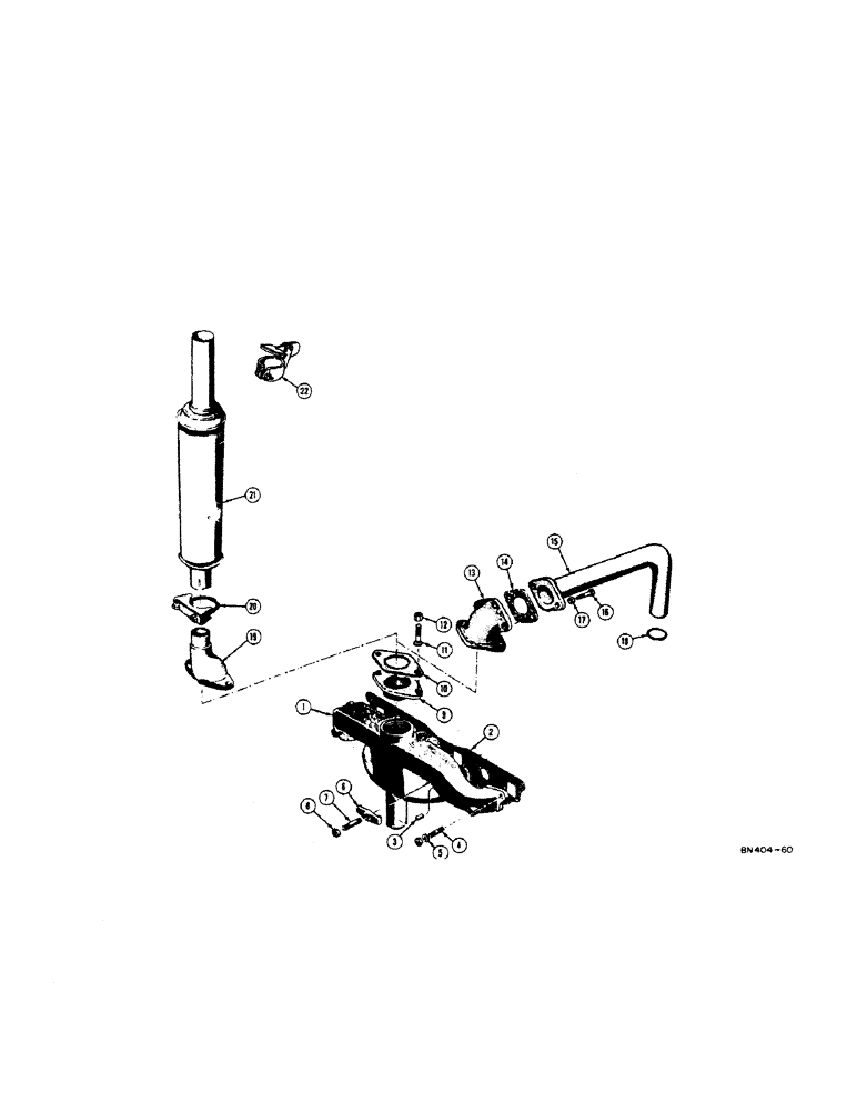 Схема запчастей Case 320B - (042[A]) - MANIFOLD AND MUFFLER - DIESEL 