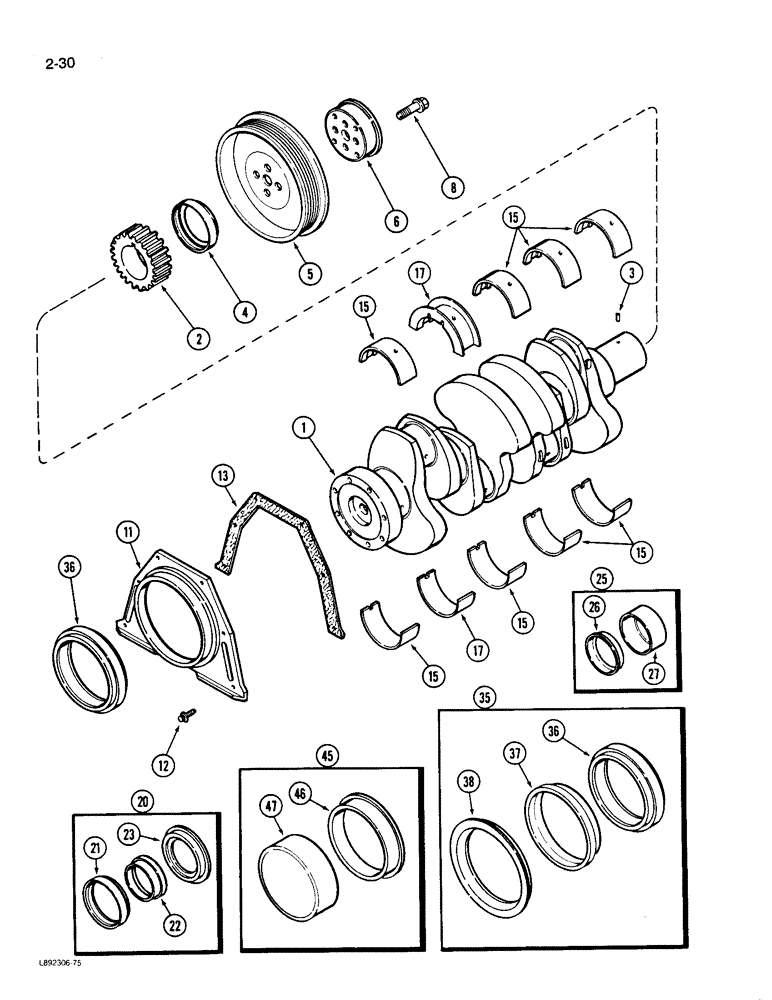 Схема запчастей Case 550 - (2-30) - CRANKSHAFT, 4-390 ENGINE, 4T-390 ENGINE (02) - ENGINE