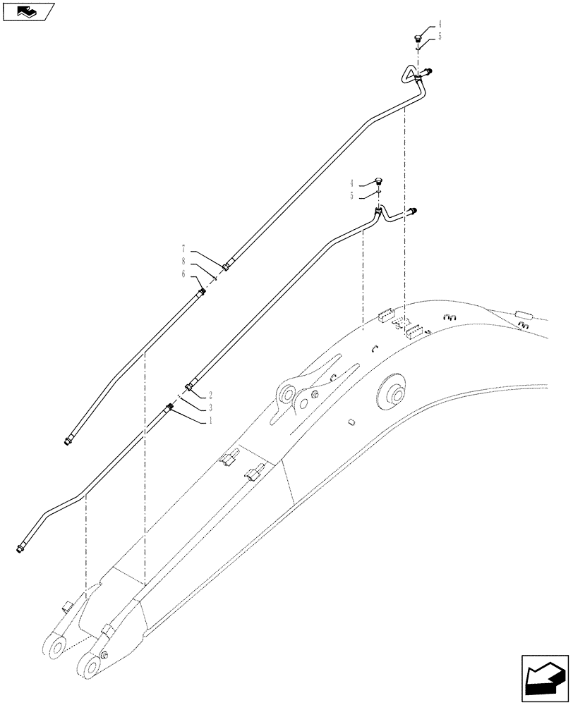 Схема запчастей Case CX235C SR - (35.736.04) - HYD. LINE - OPTION LINE BAR BASE - BOOM (35) - HYDRAULIC SYSTEMS