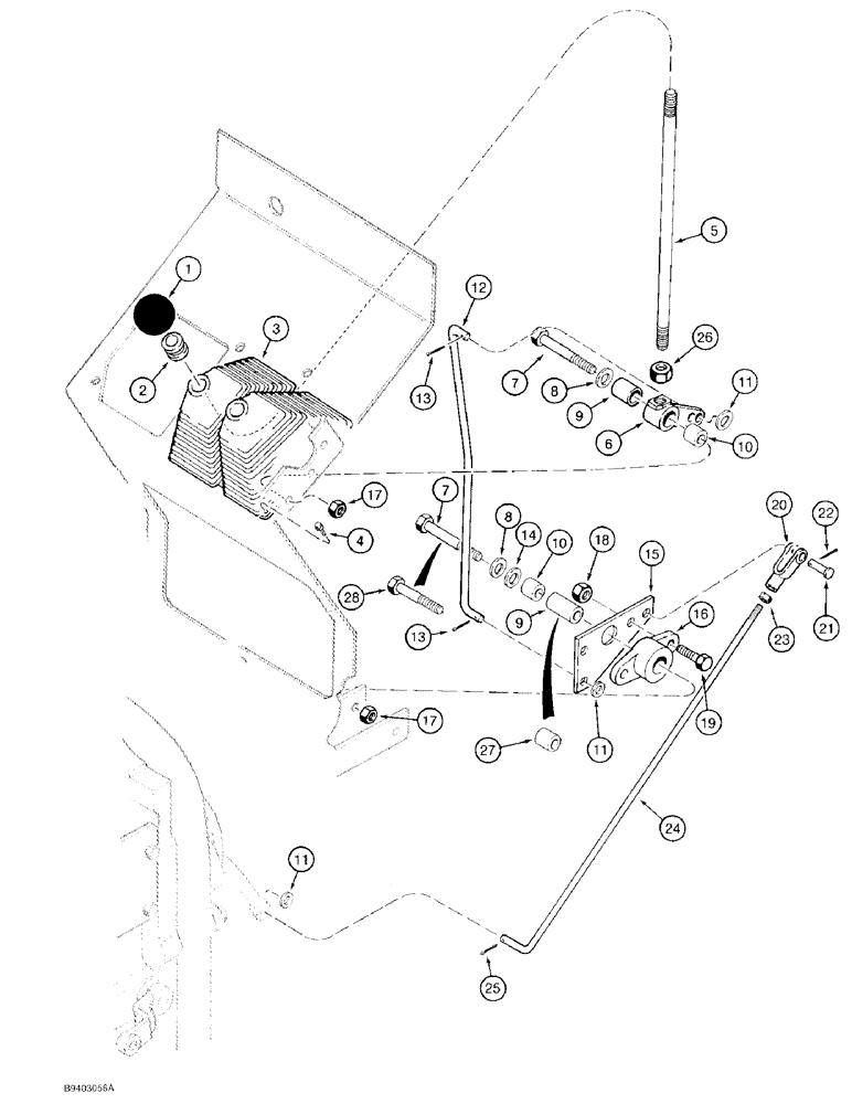 Схема запчастей Case 580SK - (6-37A) - FRONT DRIVE AXLE CONTROL, WITH SHIFT LEVER THREADED TO BELLCRANK (06) - POWER TRAIN