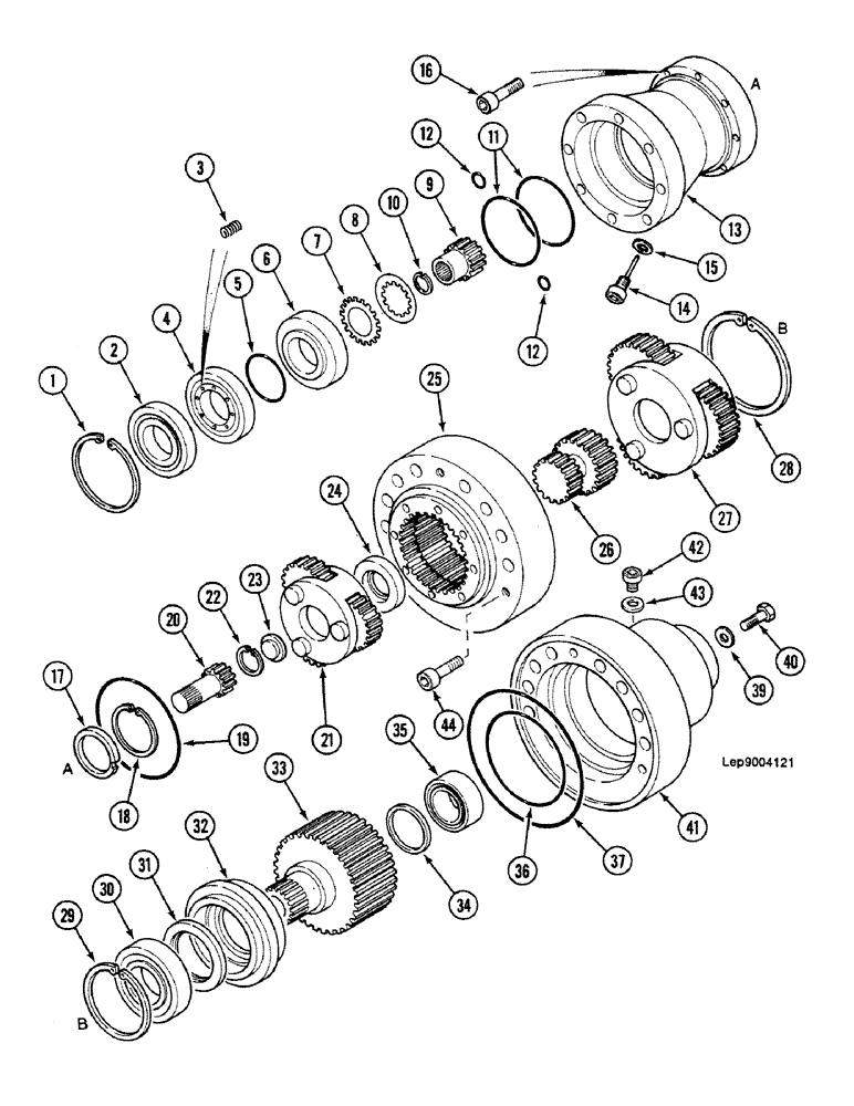 Схема запчастей Case 688C - (6-16) - SWING REDUCTION GEAR, (10764-) (03) - TRANSMISSION