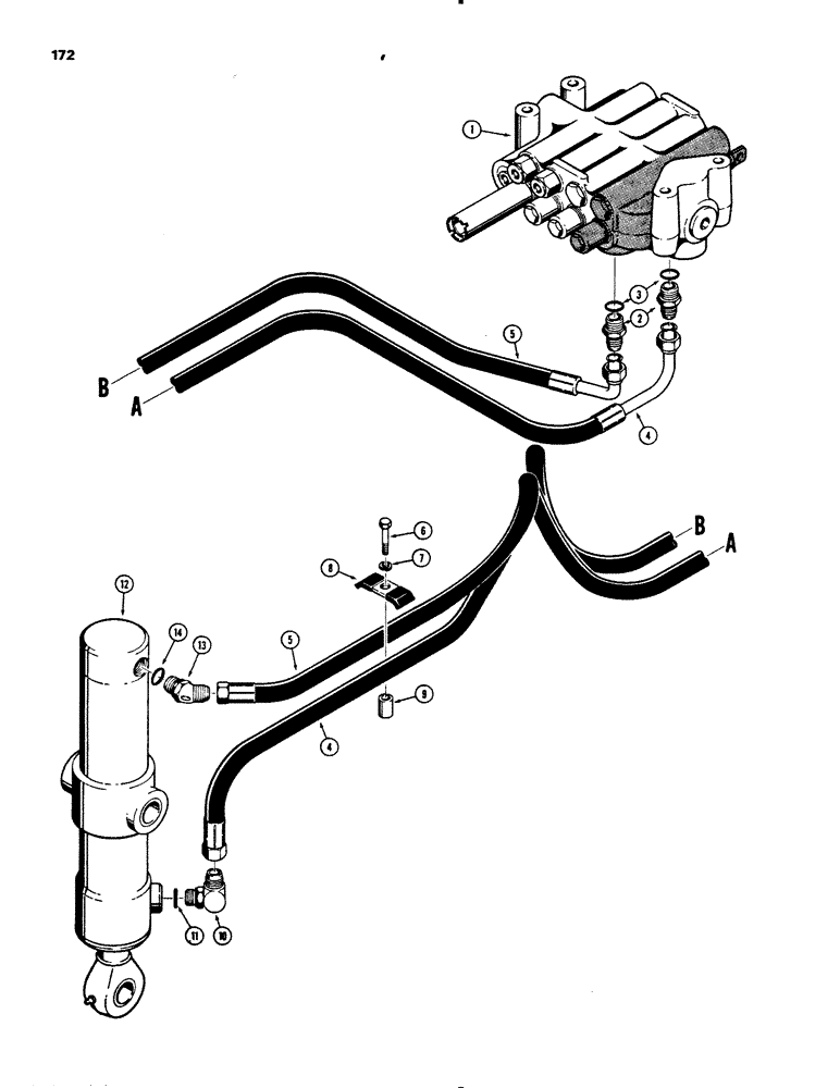 Схема запчастей Case 455B - (172) - RIPPER HYDRAULIC CIRCUIT (07) - HYDRAULIC SYSTEM