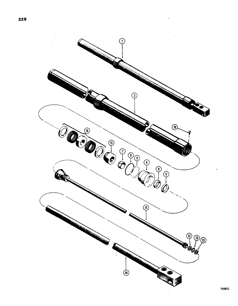 Схема запчастей Case 850 - (328) - G32464 ANGLE CYLINDER - ANGLE DOZER, HAS SOLID OUTER ROD WIPER (07) - HYDRAULIC SYSTEM