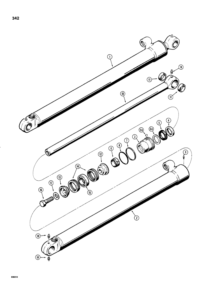 Схема запчастей Case 480C - (342) - G35002 AND G35003 LOADER LIFT CYLINDERS, WITH TWO PIECE PISTON (35) - HYDRAULIC SYSTEMS