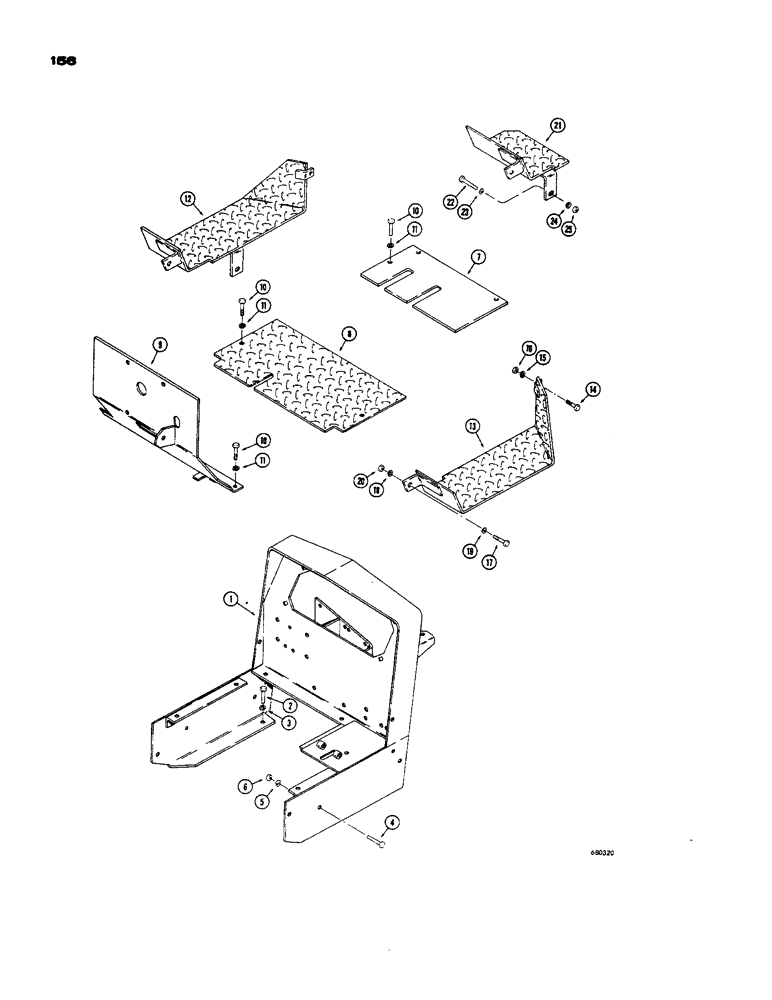 Схема запчастей Case 450 - (156) - COWL. FLOOR PLATES AND RELATED PARTS (05) - UPPERSTRUCTURE CHASSIS