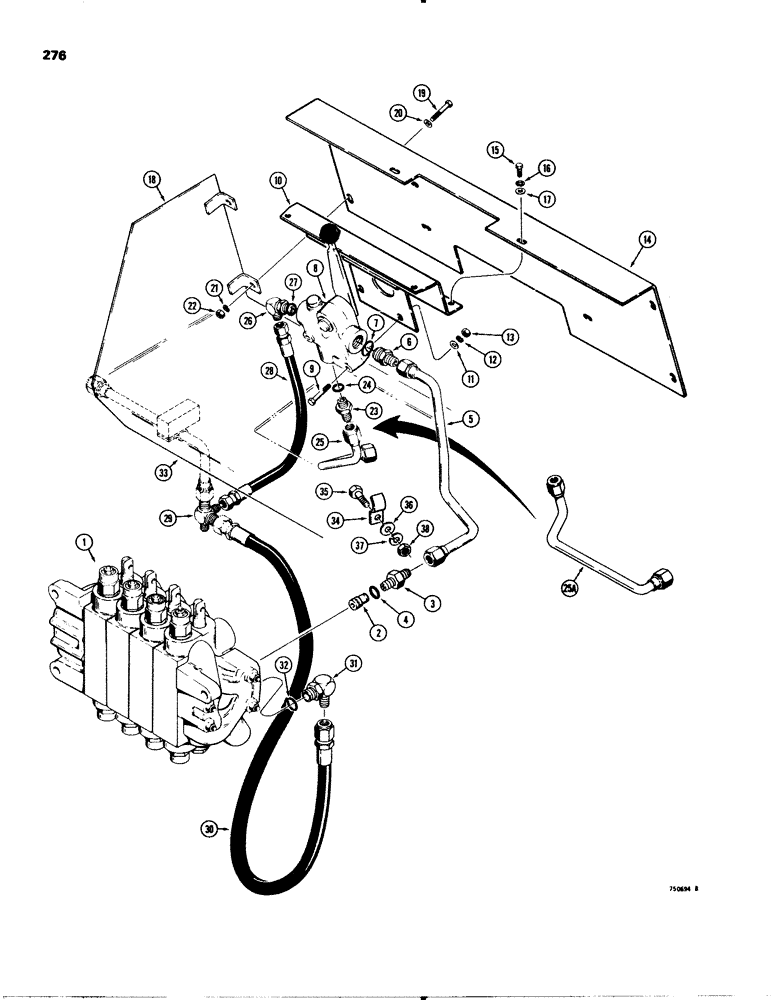 Схема запчастей Case 580C - (276) - BACKHOE BOOM, LOCK HYDRAULIC CIRCUIT (08) - HYDRAULICS