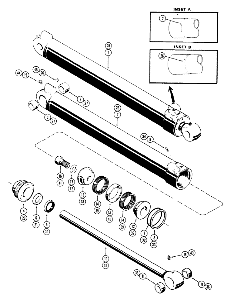 Схема запчастей Case 680CK - (324) - G33810 BACKHOE CROWD CYLINDER, 4-1/2" DIA. CYLINDER WITH (35) - HYDRAULIC SYSTEMS