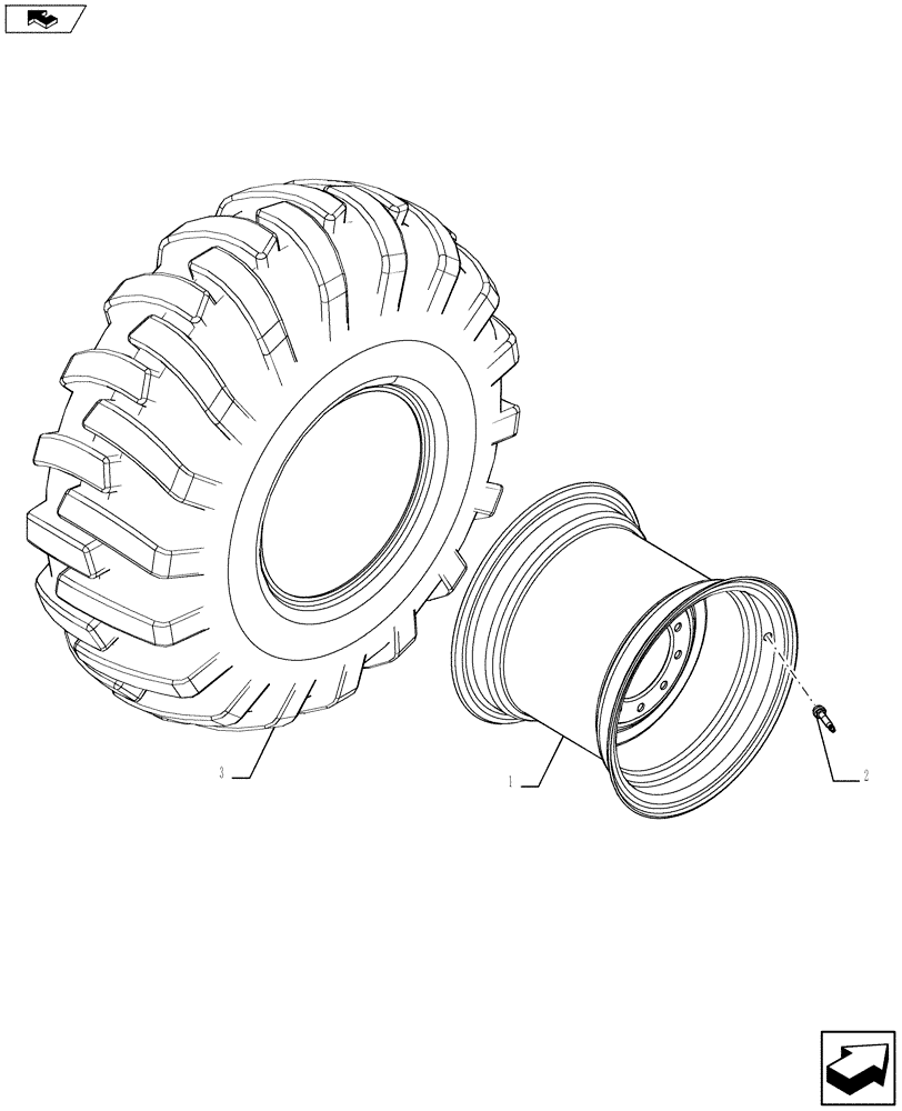 Схема запчастей Case 580SN WT - (44.520.0202) - VAR - 442100 - WHEELS, REAR - TIRES (44) - WHEELS