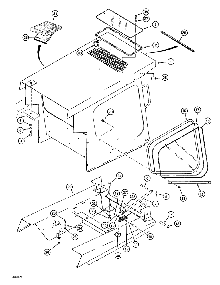 Схема запчастей Case 1825B - (9-24) - FOPS/ROPS AND ROPS, GLAZED, EUROPE (09) - CHASSIS/ATTACHMENTS