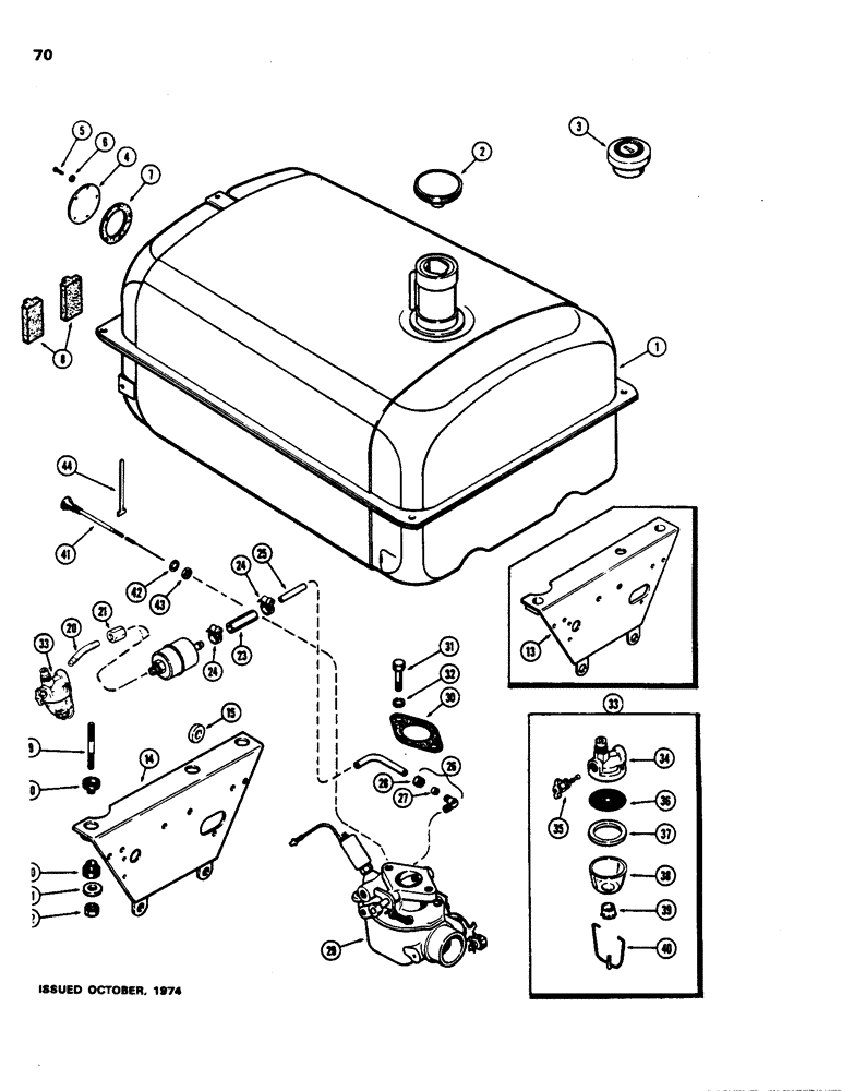 Схема запчастей Case 480B - (070) - FUEL TANK AND LINES, (148B) SPARK IGNITION ENGINE 