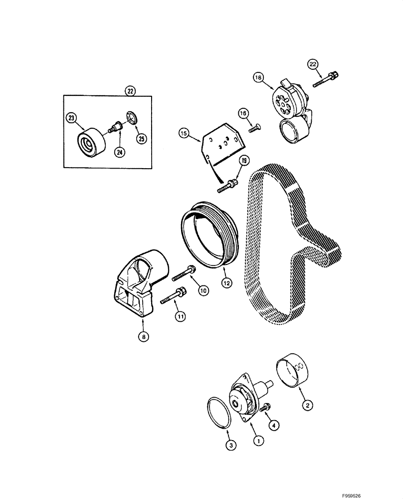 Схема запчастей Case 1840 - (02-06) - WATER PUMP SYSTEM, 4-390 ENGINE (02) - ENGINE