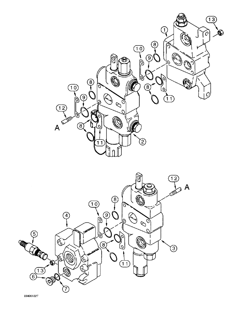 Схема запчастей Case 570LXT - (8-060) - LOADER CONTROL VALVE, TWO SPOOL (08) - HYDRAULICS