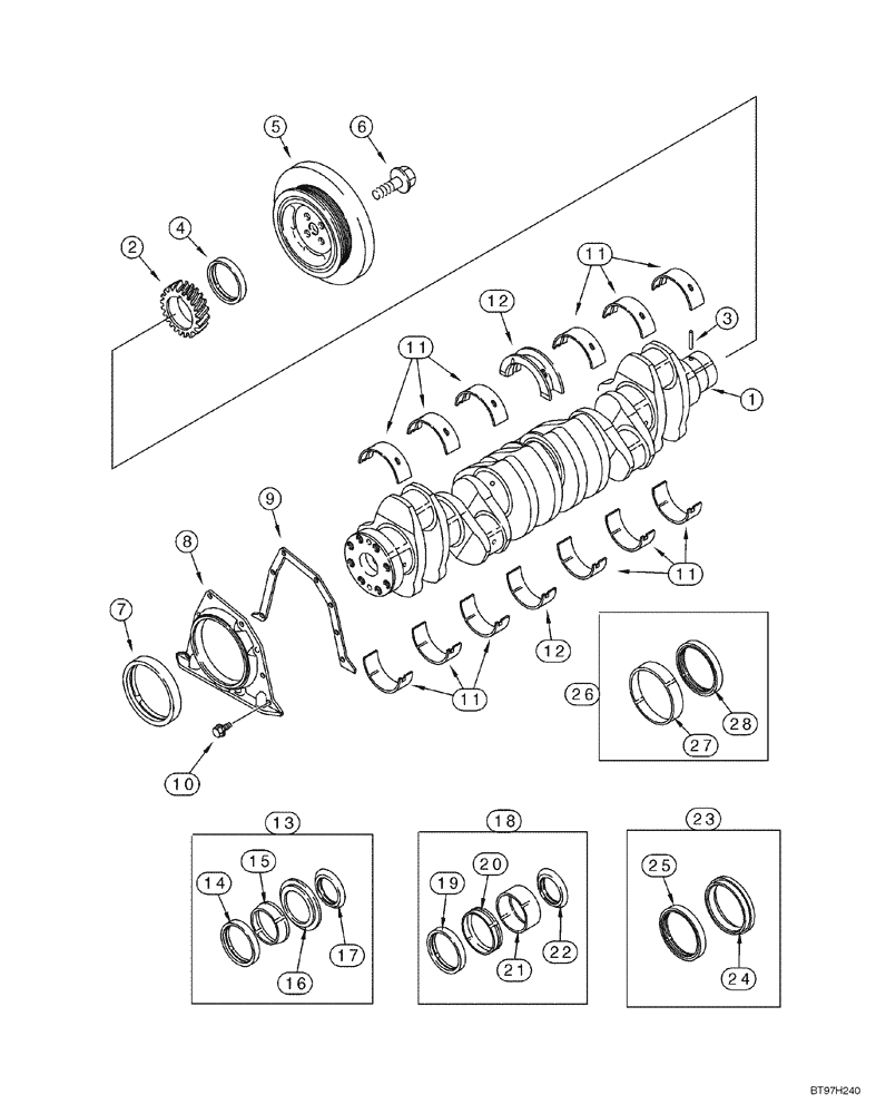 Схема запчастей Case 1150H_IND - (02-19) - CRANKSHAFT (02) - ENGINE