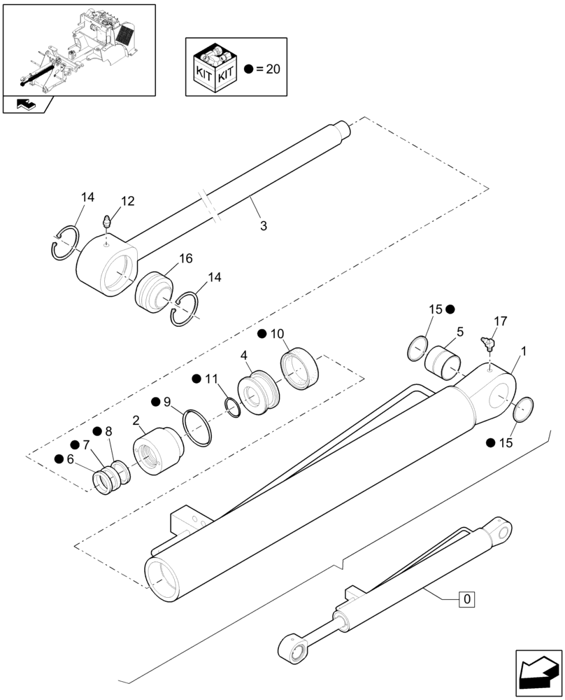 Схема запчастей Case 21E - (24.072[2991447001]) - LIFT CYLINDER (35) - HYDRAULIC SYSTEMS