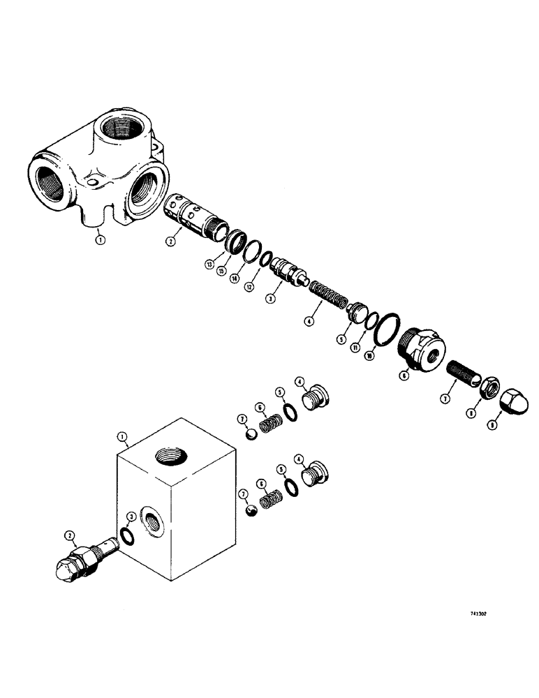 Схема запчастей Case 1700-SERIES - (168) - D55217 DIFFERENTIAL RELIEF VALVE (35) - HYDRAULIC SYSTEMS