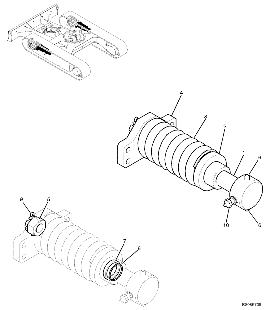 Схема запчастей Case CX27B BTW - (02-005) - IDLER ADJUST ASSY (PV54D00008F1) (48) - TRACKS & TRACK SUSPENSION