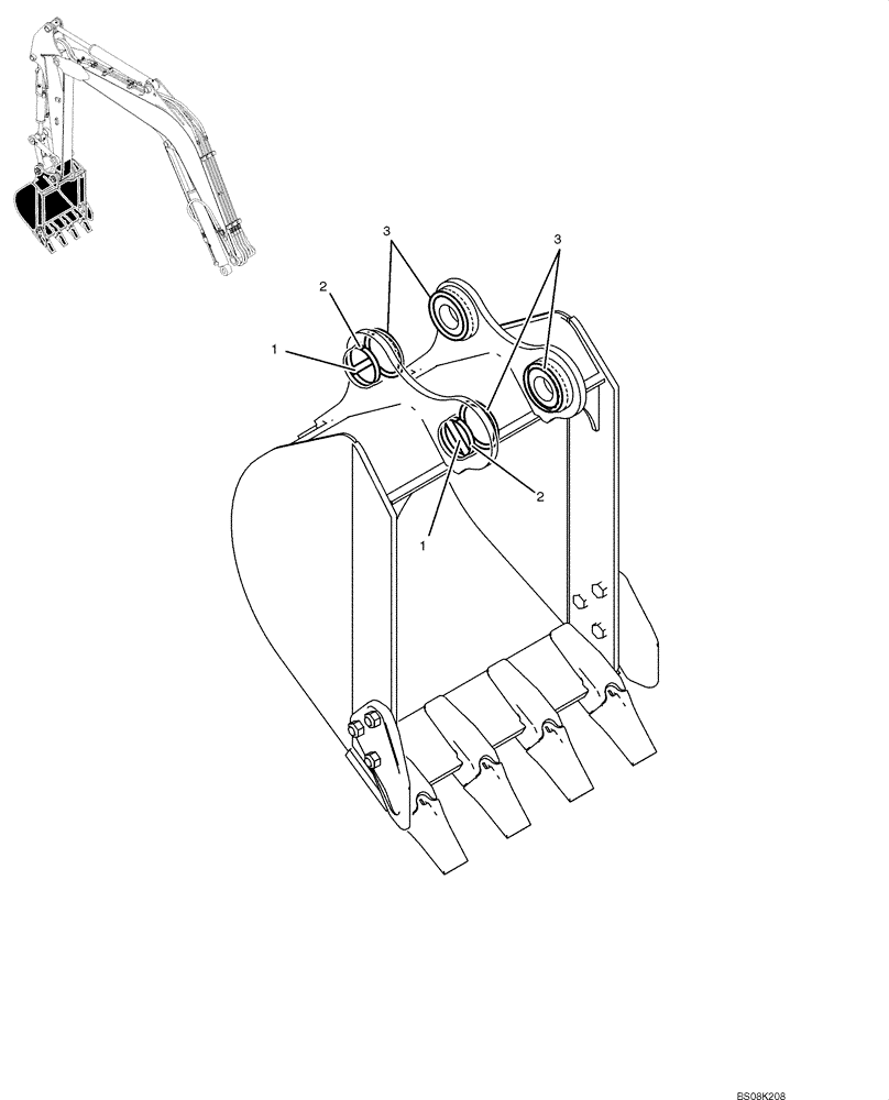 Схема запчастей Case CX50B - (03-008) - BUCKET INSTALLATION (PH61B00033F1) Attachments