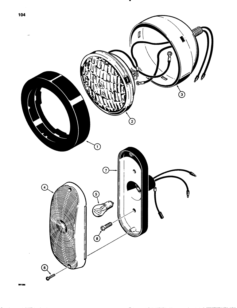 Схема запчастей Case 780B - (104) - TRACTOR LAMPS, STOP AND TAIL LAMPS, L104605 STOP AND TAIL (04) - ELECTRICAL SYSTEMS