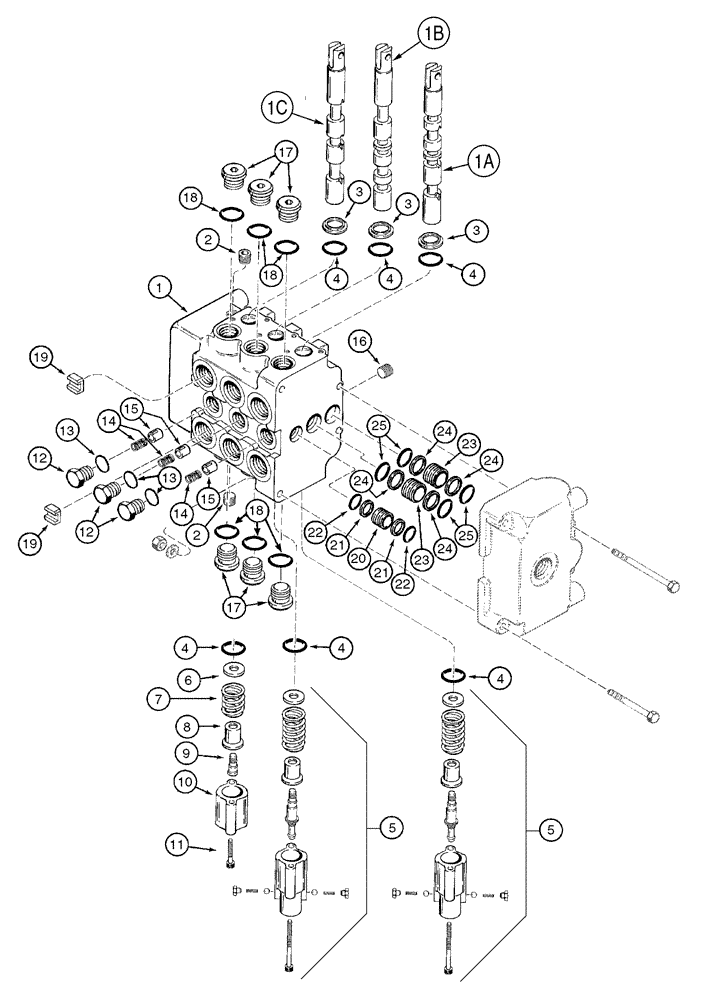 Схема запчастей Case 960 - (08-57) - VALVE ASSY, CONTROL PLOW (08) - HYDRAULICS