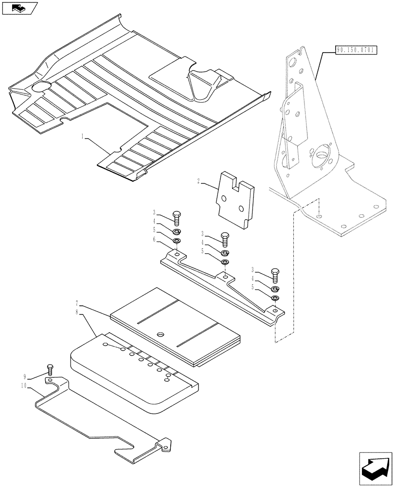 Схема запчастей Case 590SN - (90.110.0101) - MAT - FLOOR REAR (90) - PLATFORM, CAB, BODYWORK AND DECALS