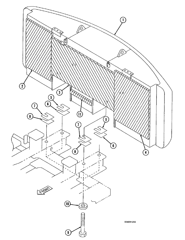 Схема запчастей Case 9040B - (9-016) - COUNTERWEIGHT, ALL MODELS EXCEPT LONG REACH (25 FT. 11 INCH ARM) MODELS (09) - CHASSIS