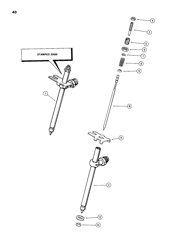 Схема запчастей Case 980B - (040) - INJECTOR NOZZLES (02) - FUEL SYSTEM