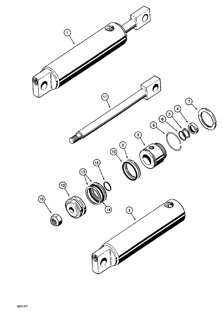 Схема запчастей Case MAXI-SNEAKER - (08-016) - TRENCHER BOOM LIFT CYLINDER ASSEMBLY (08) - HYDRAULICS