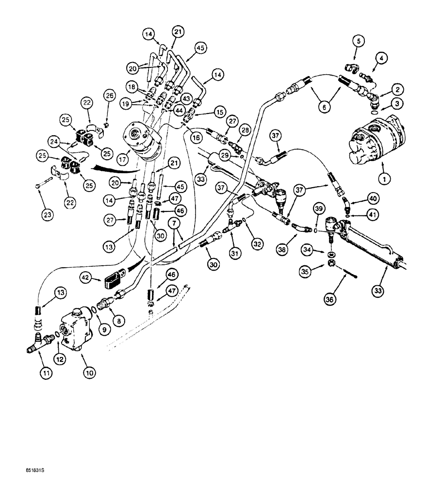 Схема запчастей Case 760 - (05-010) - FRONT STEERING HYDRAULIC CIRCUIT, MODELS WITH ELECTRONIC STEERING (41) - STEERING