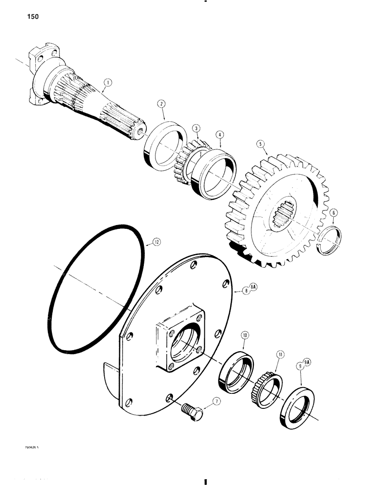 Схема запчастей Case W11 - (150) - TRANSMISSION, OUTPUT SHAFT AND COVER (06) - POWER TRAIN