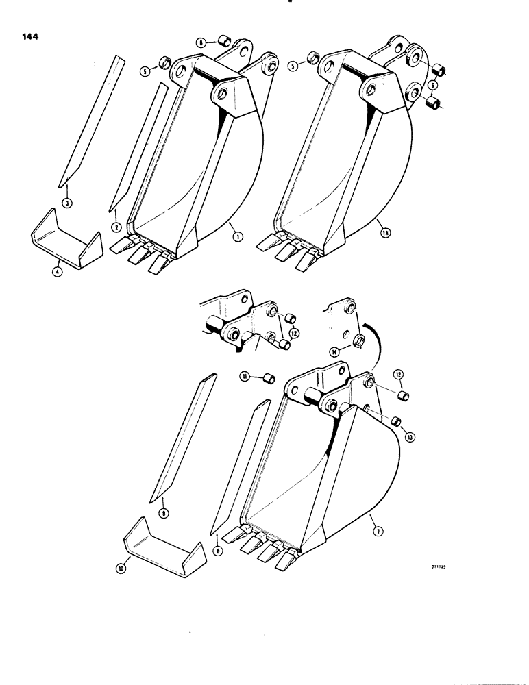 Схема запчастей Case 26C - (144) - BACKHOE BUCKETS, TRENCHING BUCKETS (MACHINERY ITEM) 