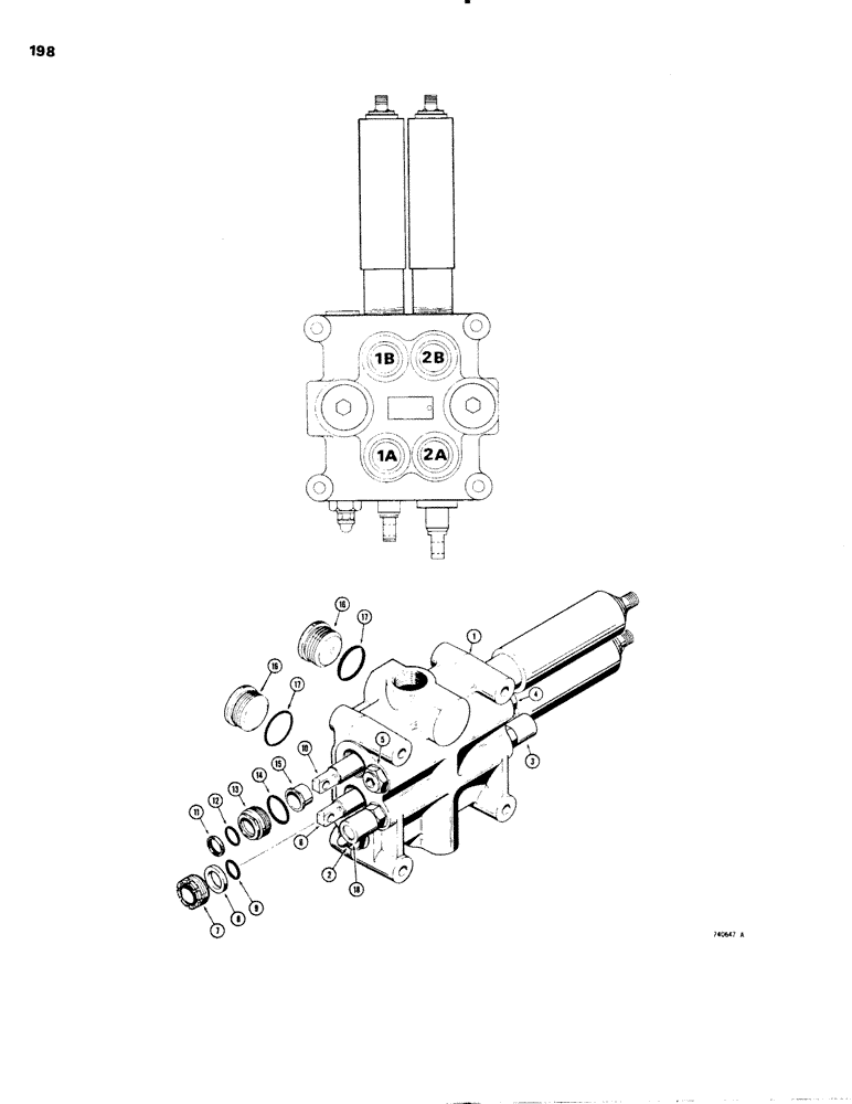 Схема запчастей Case W20 - (198) - L70410 LOADER CONTROL VALVE (2 SPOOL) (08) - HYDRAULICS