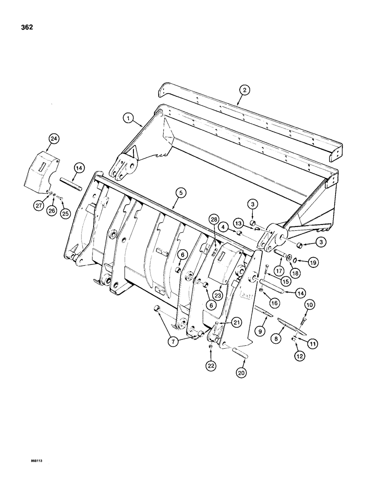 Схема запчастей Case 1150D - (362) - LOADER CLAM BUCKET (09) - CHASSIS/ATTACHMENTS