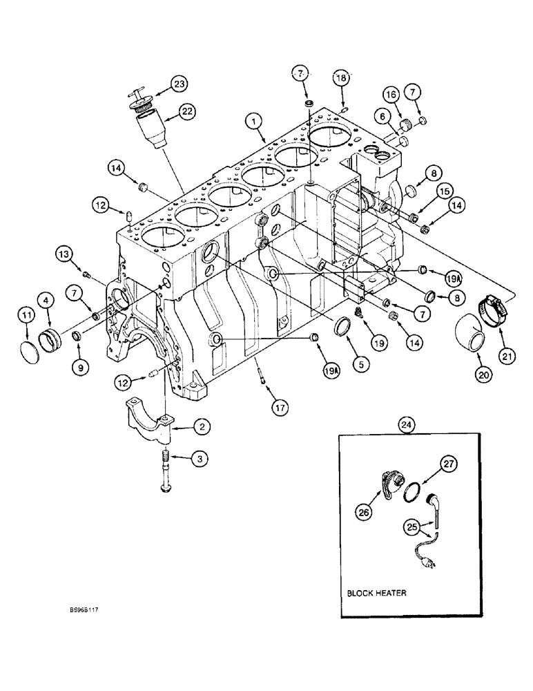 Схема запчастей Case 1155E - (2-072) - CYLINDER BLOCK, 6-830 ENGINE, SIX PISTON COOLING NOZZLES PRIOR ENG SN 44487830 (02) - ENGINE