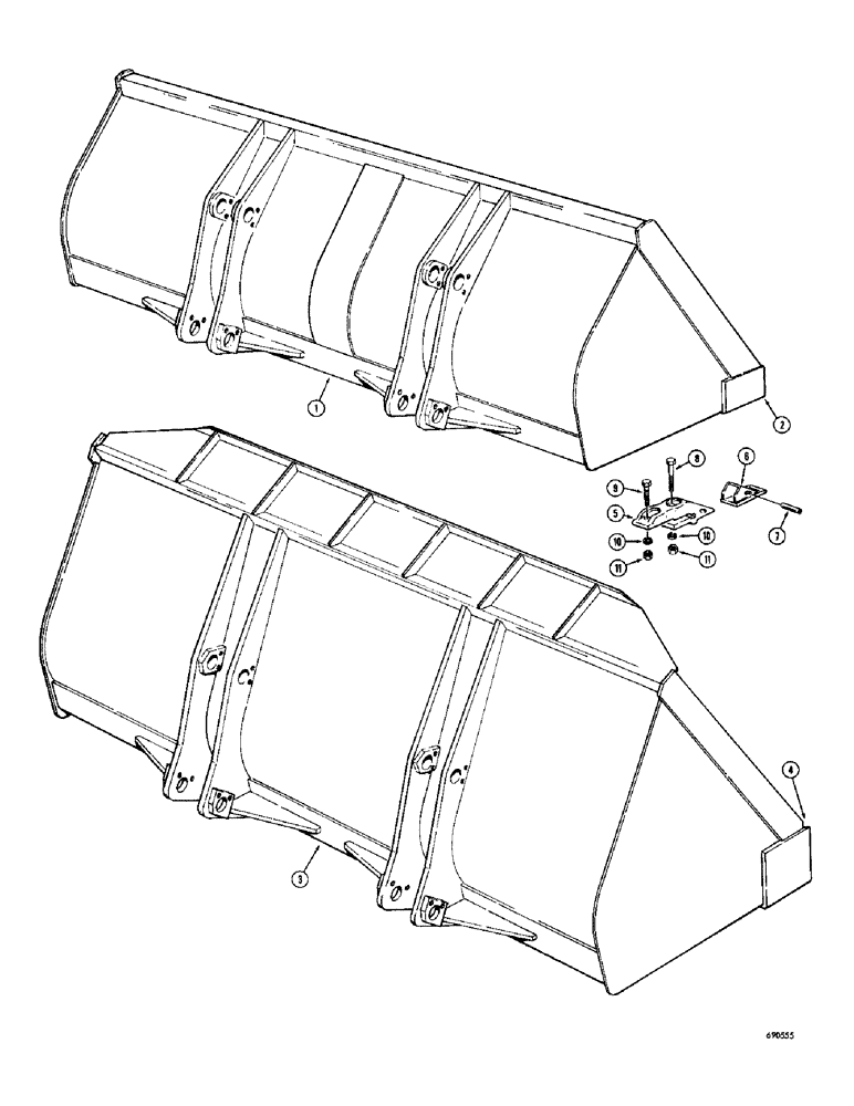 Схема запчастей Case W9C - (200) - LOADER BUCKETS, OPTIONAL TYPES, 1-1/2 CUBIC YARD LOADER BUCKETS, MACHINERY ITEM (09) - CHASSIS