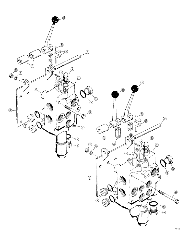 Схема запчастей Case 310G - (174) - DOZER CONTROL VALVE & LEVERS, D33927 DOZER VALVE W/OUT BACKHOE - ONE SPOOL (07) - HYDRAULIC SYSTEM