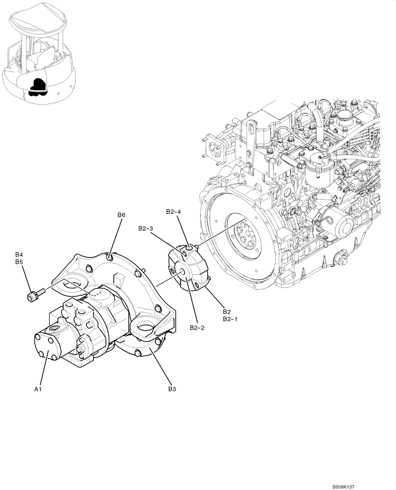 Схема запчастей Case CX50B - (01-021) - POWER TAKE-OFF ASSY (COOLER) (PH30P00010F1, PH30P00009F1) (05) - SUPERSTRUCTURE