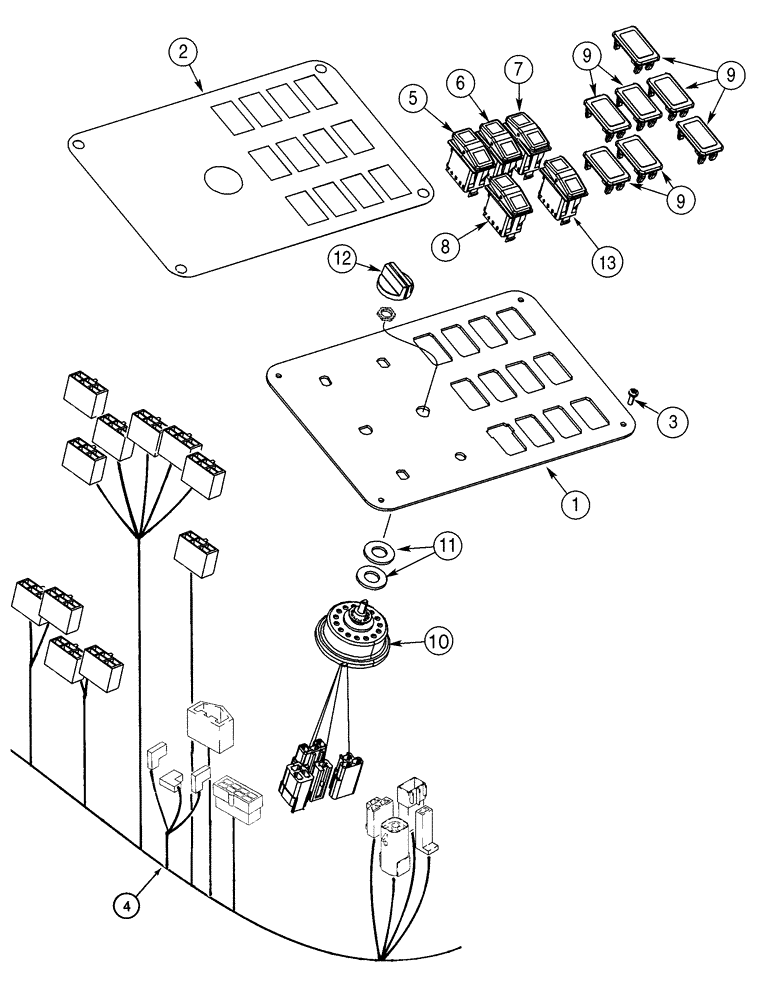 Схема запчастей Case 621D - (04-05) - PANEL, CONTROL, WITH CANOPY (04) - ELECTRICAL SYSTEMS