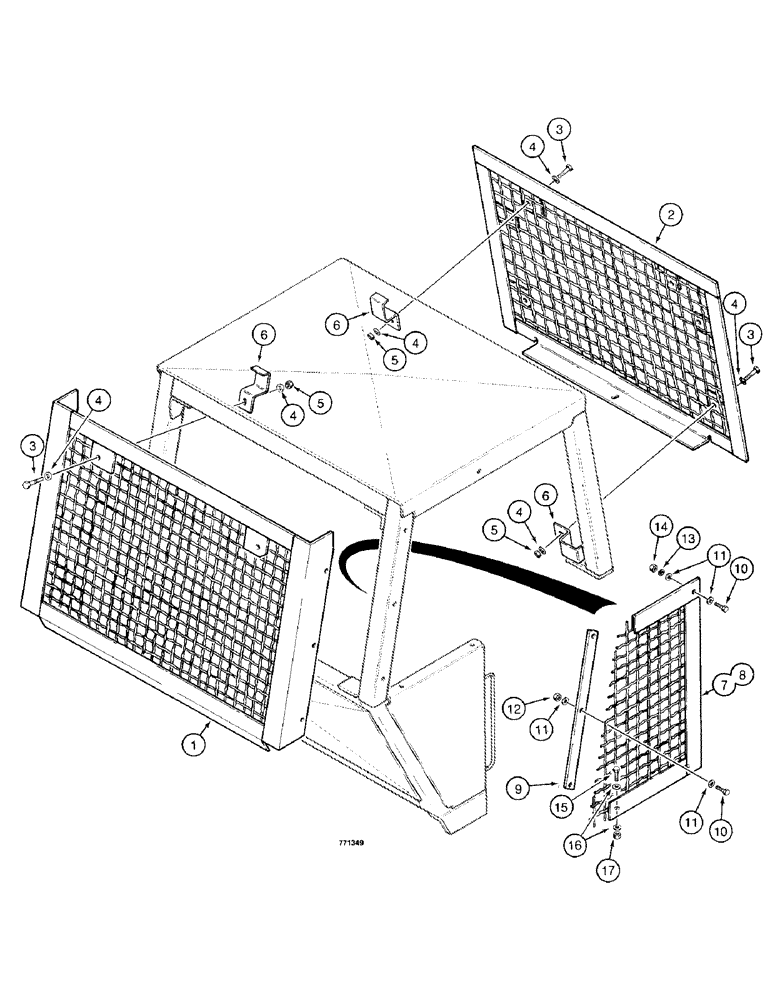 Схема запчастей Case W14 - (643A) - CANOPY SCREENS, FORESTRY MODELS (09) - CHASSIS/ATTACHMENTS