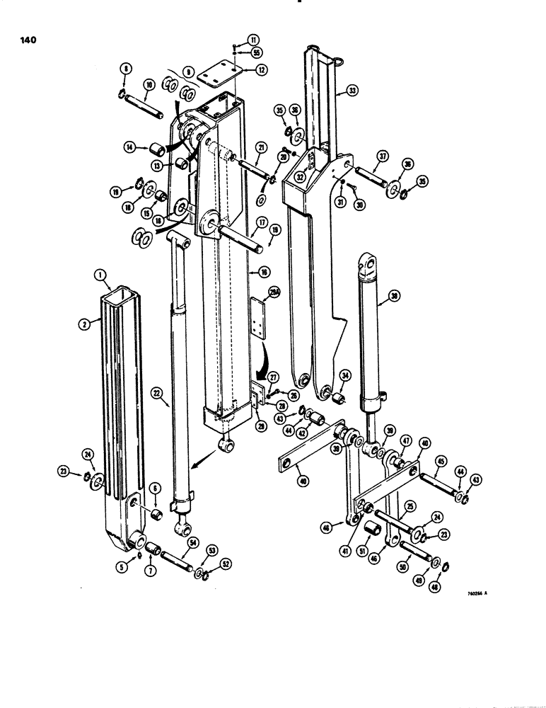 Схема запчастей Case 26C - (140) - EXTENDABLE DIPPER 