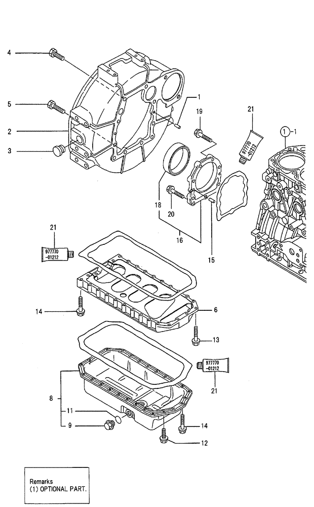 Схема запчастей Case CX50B - (09-003) - FLYWHEEL HOUSING & OIL SUMP ENGINE COMPONENTS