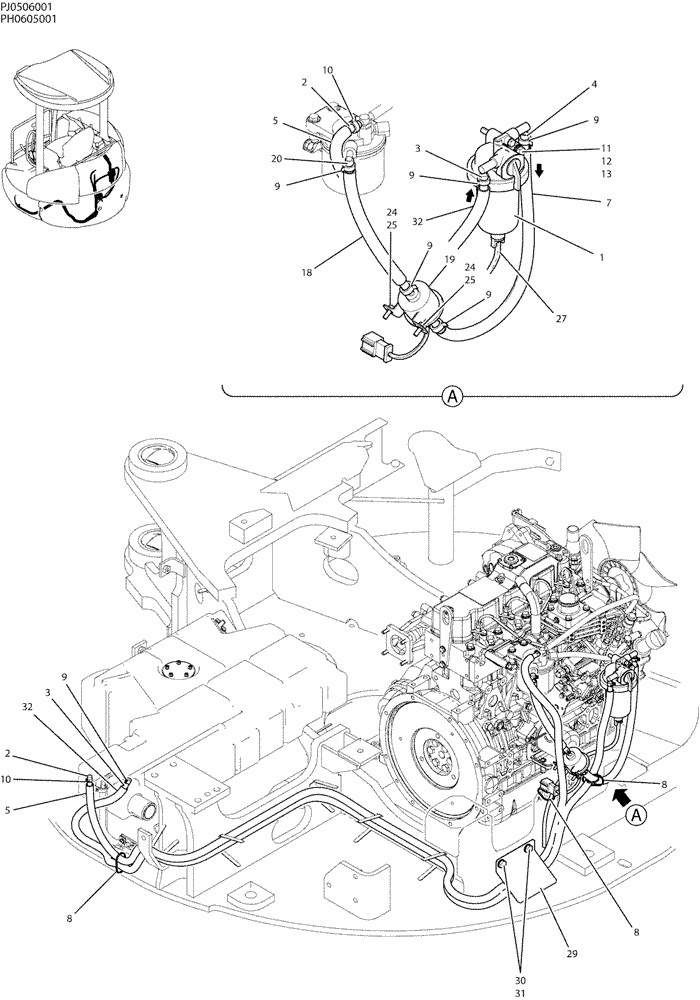 Схема запчастей Case CX50B - (01-013) - FUEL LINES (10) - ENGINE