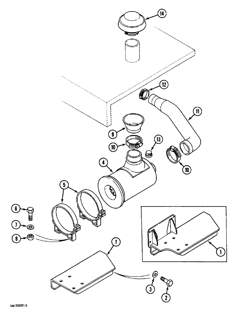 Схема запчастей Case 1088 - (2-04) - AIR INTAKE PARTS (02) - ENGINE