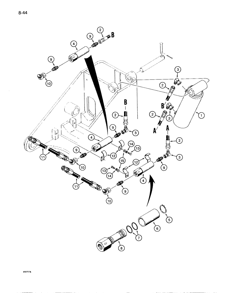 Схема запчастей Case 1086B - (8-044) - WRIST-O-TWIST CIRCUIT (08) - HYDRAULICS