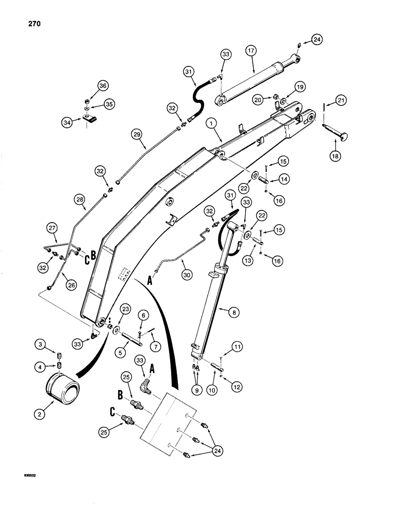 Схема запчастей Case 1280 - (270) - BOOM (05) - UPPERSTRUCTURE CHASSIS