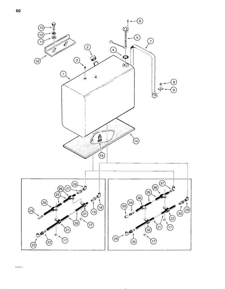 Схема запчастей Case 1280B - (060) - FUEL TANK AND LINES, STANDARD CAPACITY FUEL TANK (03) - FUEL SYSTEM