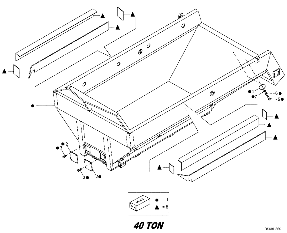 Схема запчастей Case 340B - (72A01020723[001]) - DUMP BODIES, NON STANDARD (84131658) (19) - OPTIONS